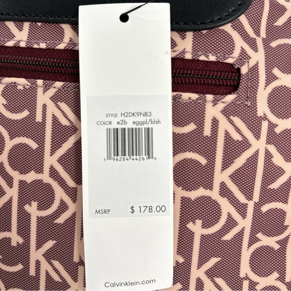 Calvin Klein Millie Signature Small Backpack Eggplant Blush Monogram Campus Bag